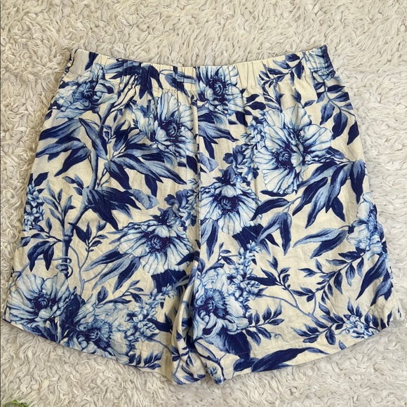Ellen Tracy Skort Linen Floral Blue White Tropical Size Medium Casual - Picture 3 of 15